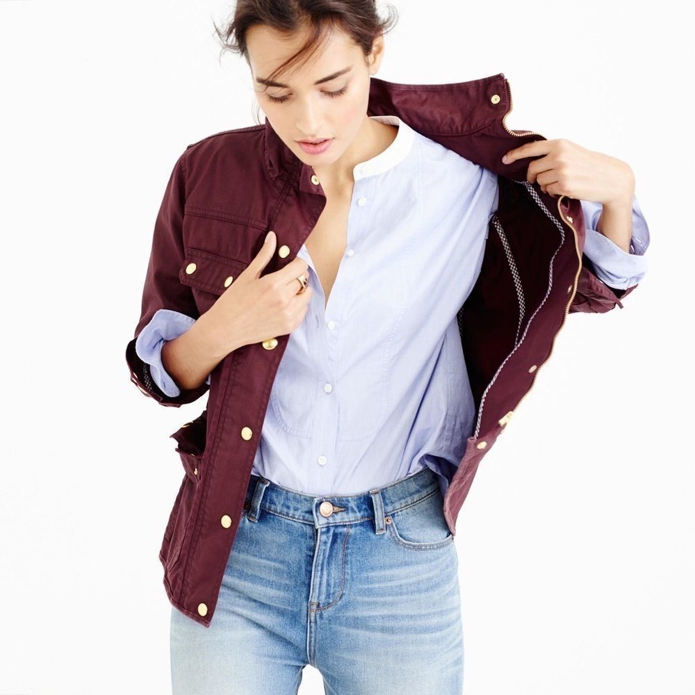 J. crew deep burgundy and gold downtown jacket‎